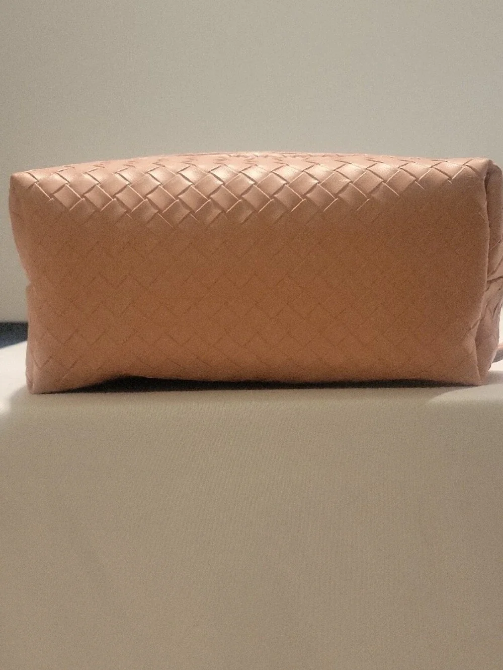 Nicole Miller Soft Pink Woven Cosmetic Bag with Strap
